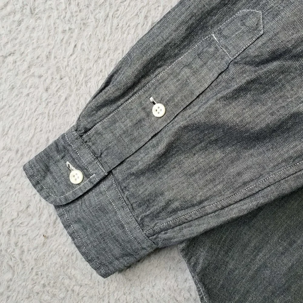 Polo Ralph Lauren Shirt LS Button Down Gray Blue Denim Texture Mens Size Large L